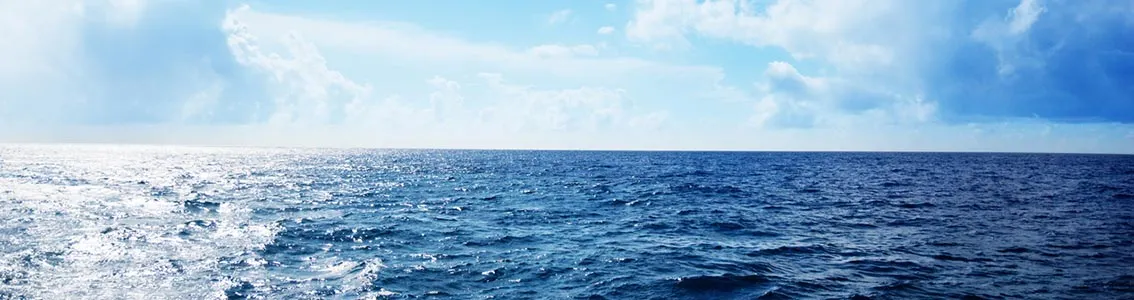 A wide ocean and blue sky
